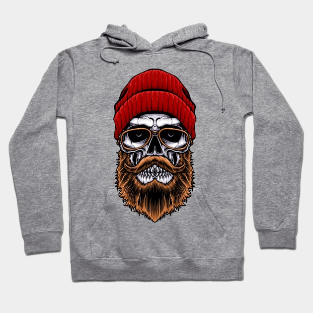 Bearded Hipster Skull Hoodie by ShopWithWalid